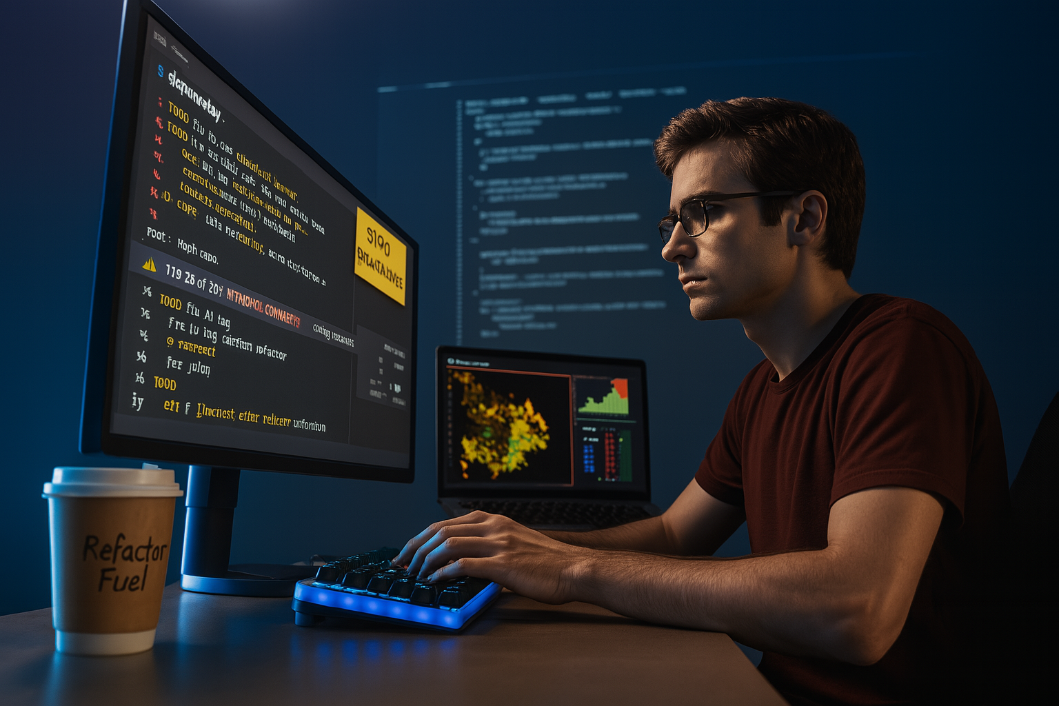 Developer working on code